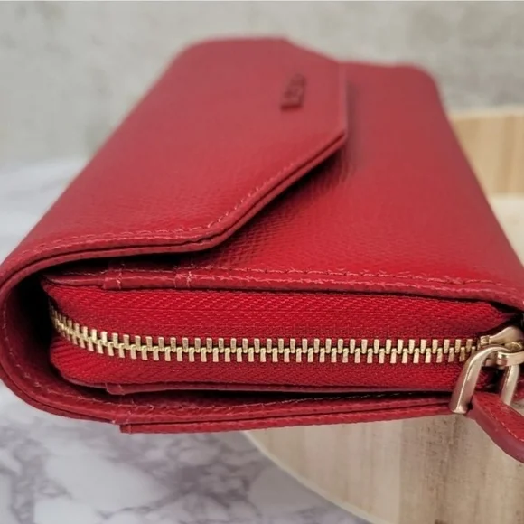 Valentino Red Leather Wallet with Textured Finish
